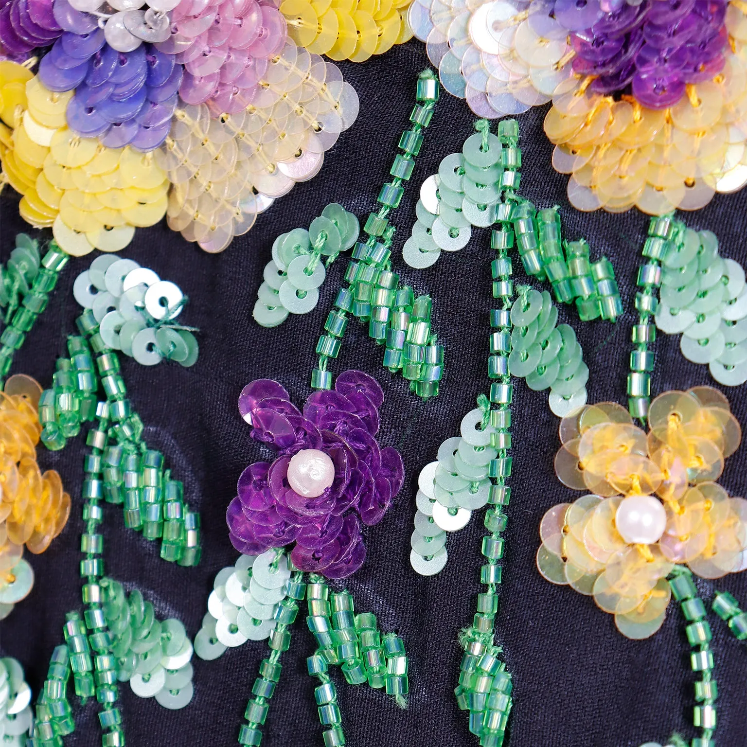 1990s Naeem Khan Riazee Boutique Beaded Sequin Floral Mini Dress