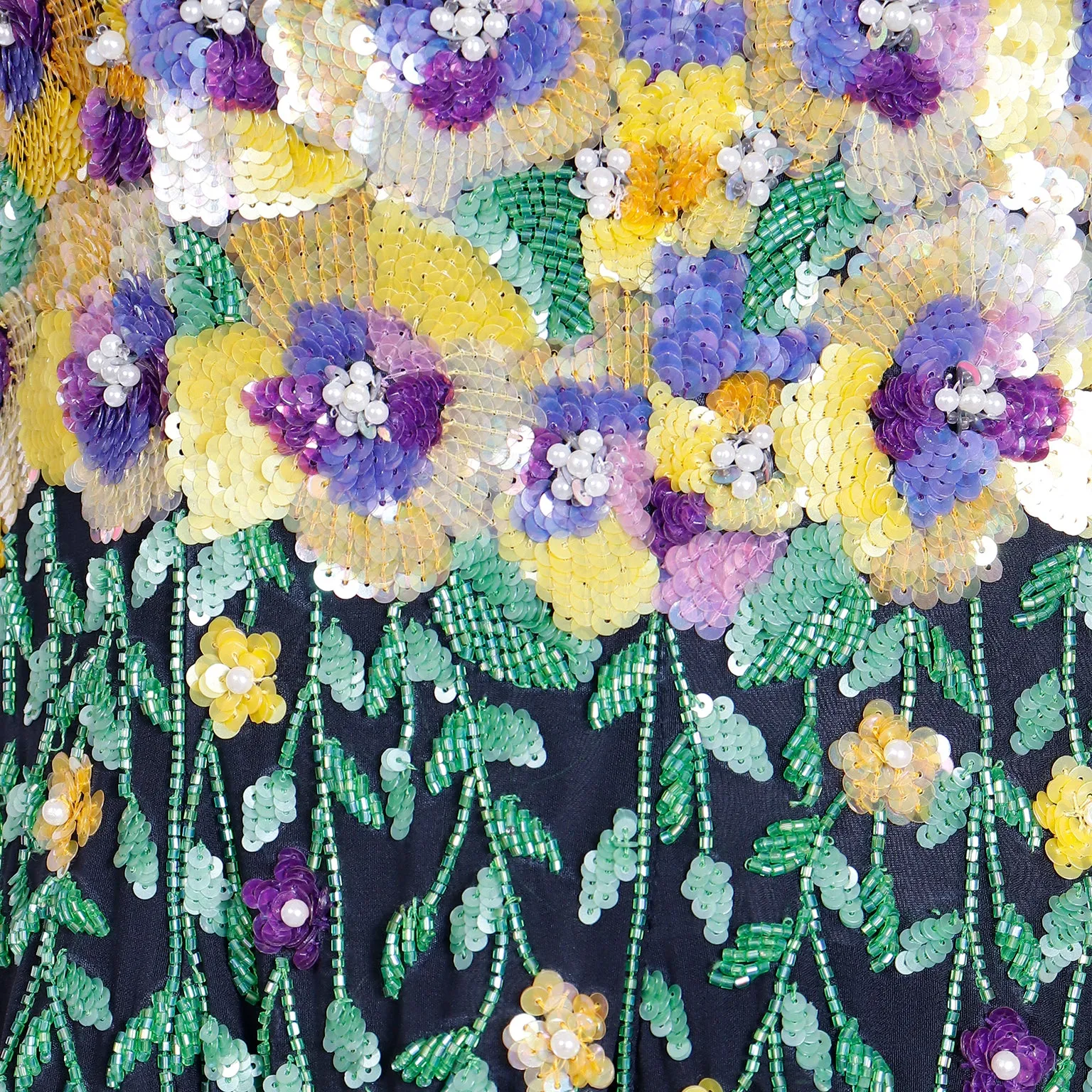 1990s Naeem Khan Riazee Boutique Beaded Sequin Floral Mini Dress