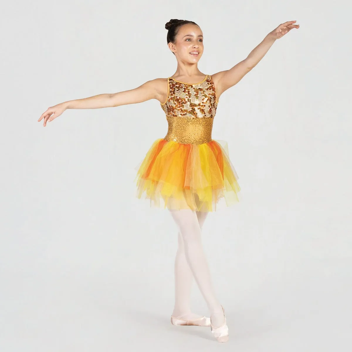 1st Position Sequinned Bodice Dress with Cutaway Back and Panelled Skirt
