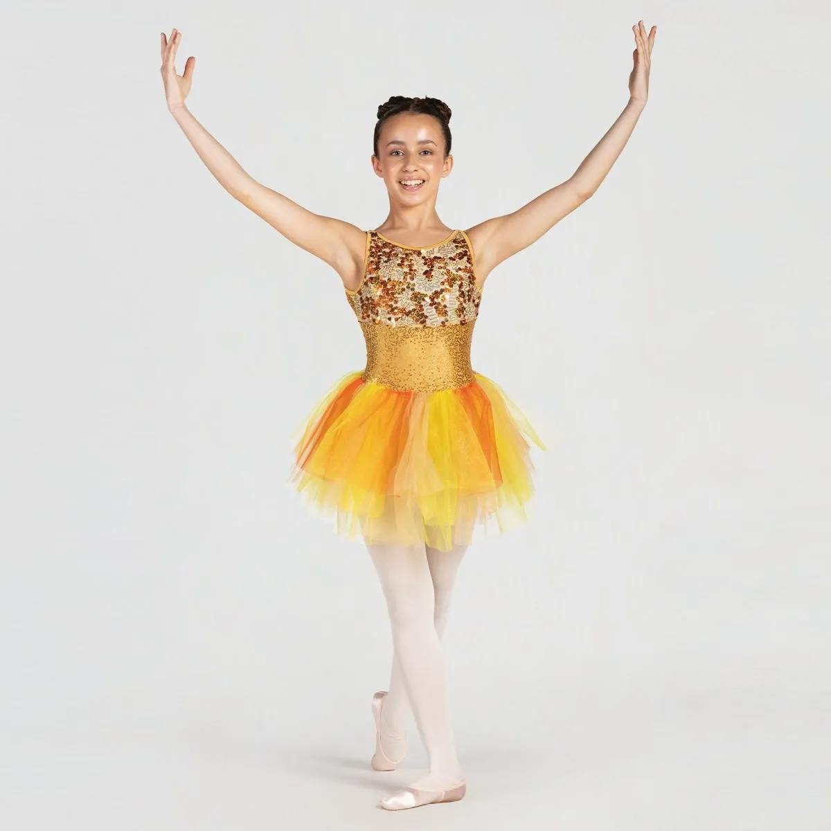 1st Position Sequinned Bodice Dress with Cutaway Back and Panelled Skirt