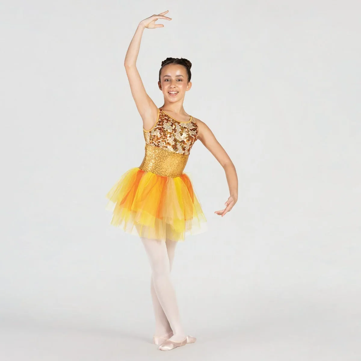 1st Position Sequinned Bodice Dress with Cutaway Back and Panelled Skirt