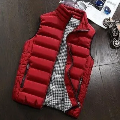 2021 Autumn Winter New Men Cotton Vest Jacket Solid Color Sleeveless Down Waistcoat Jacket  Male Casual Vest Coat Plus Size 5XL