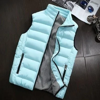 2021 Autumn Winter New Men Cotton Vest Jacket Solid Color Sleeveless Down Waistcoat Jacket  Male Casual Vest Coat Plus Size 5XL