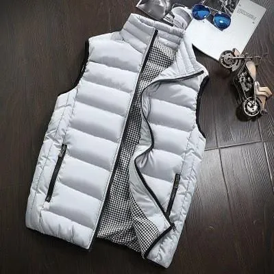 2021 Autumn Winter New Men Cotton Vest Jacket Solid Color Sleeveless Down Waistcoat Jacket  Male Casual Vest Coat Plus Size 5XL