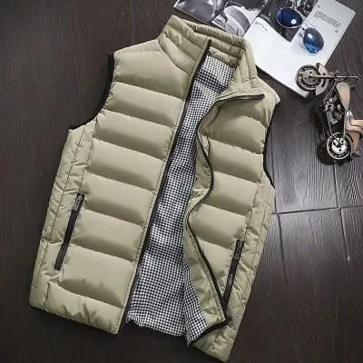 2021 Autumn Winter New Men Cotton Vest Jacket Solid Color Sleeveless Down Waistcoat Jacket  Male Casual Vest Coat Plus Size 5XL