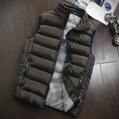 2021 Autumn Winter New Men Cotton Vest Jacket Solid Color Sleeveless Down Waistcoat Jacket  Male Casual Vest Coat Plus Size 5XL
