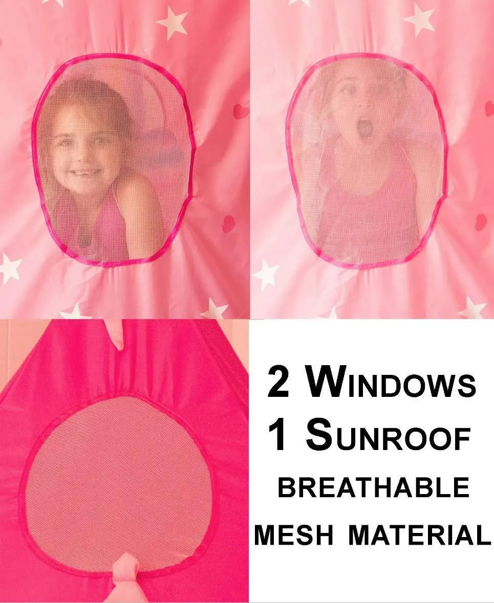 5-Piece Princess Castle Girls Play Tent w/ Glow in The Dark Stars &amp; Butterfly Fairy Dress Up Costume - Childrens Play Tents for Indoor &amp; Outdoor Use with Pink Girls Playhouse Fairy