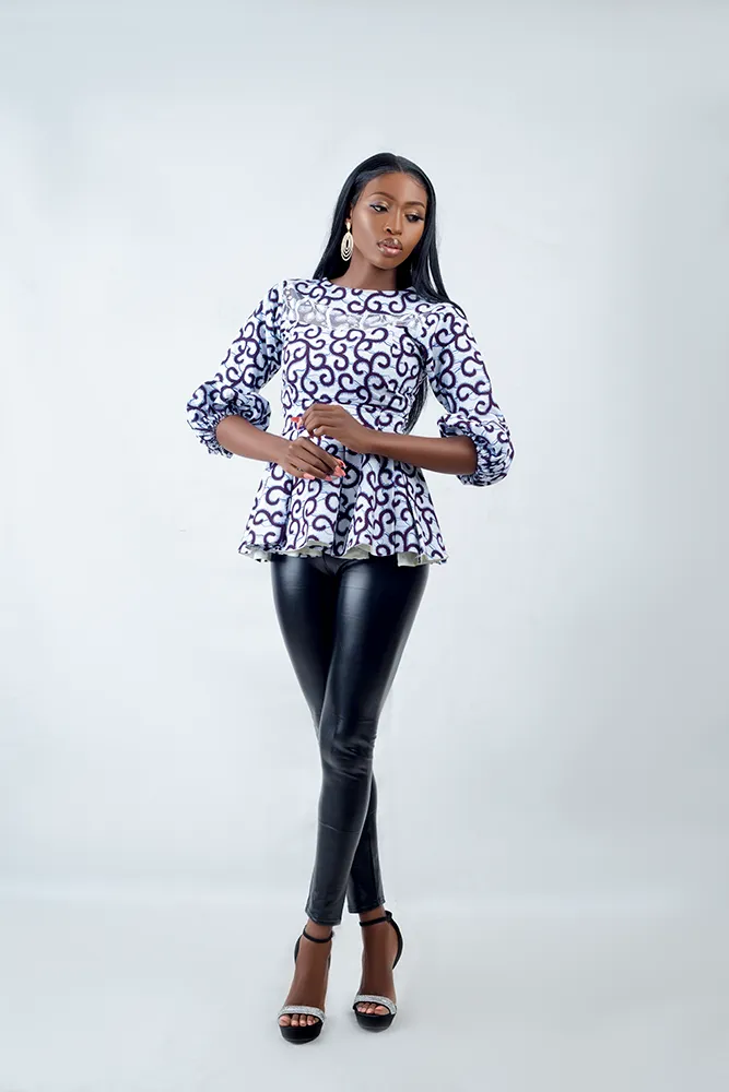 AFRICAN PRINT OBASSI PEPLUM TOP