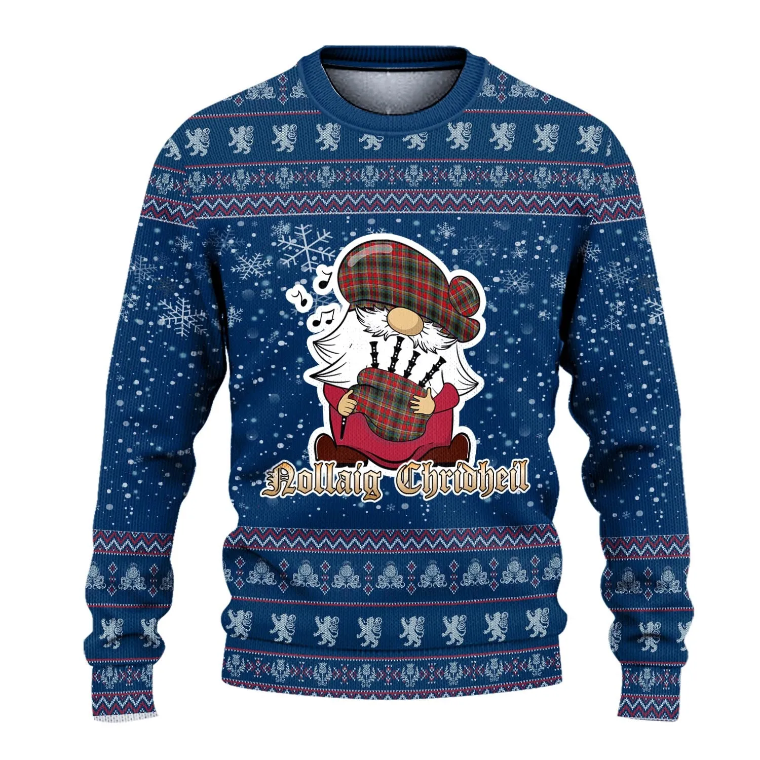 Anderson of Arbrake Clan Christmas Family Ugly Sweater with Funny Gnome Playing Bagpipes