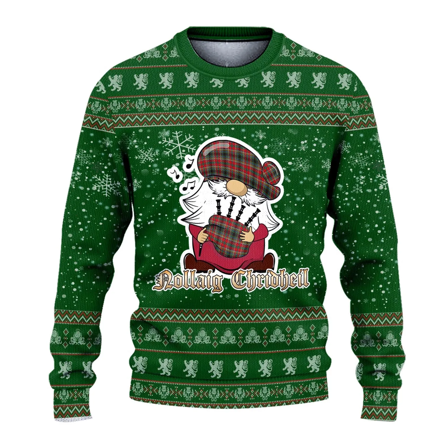 Anderson of Arbrake Clan Christmas Family Ugly Sweater with Funny Gnome Playing Bagpipes