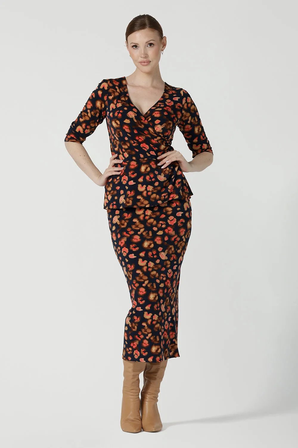 Andi Midi Tube Skirt in Lava