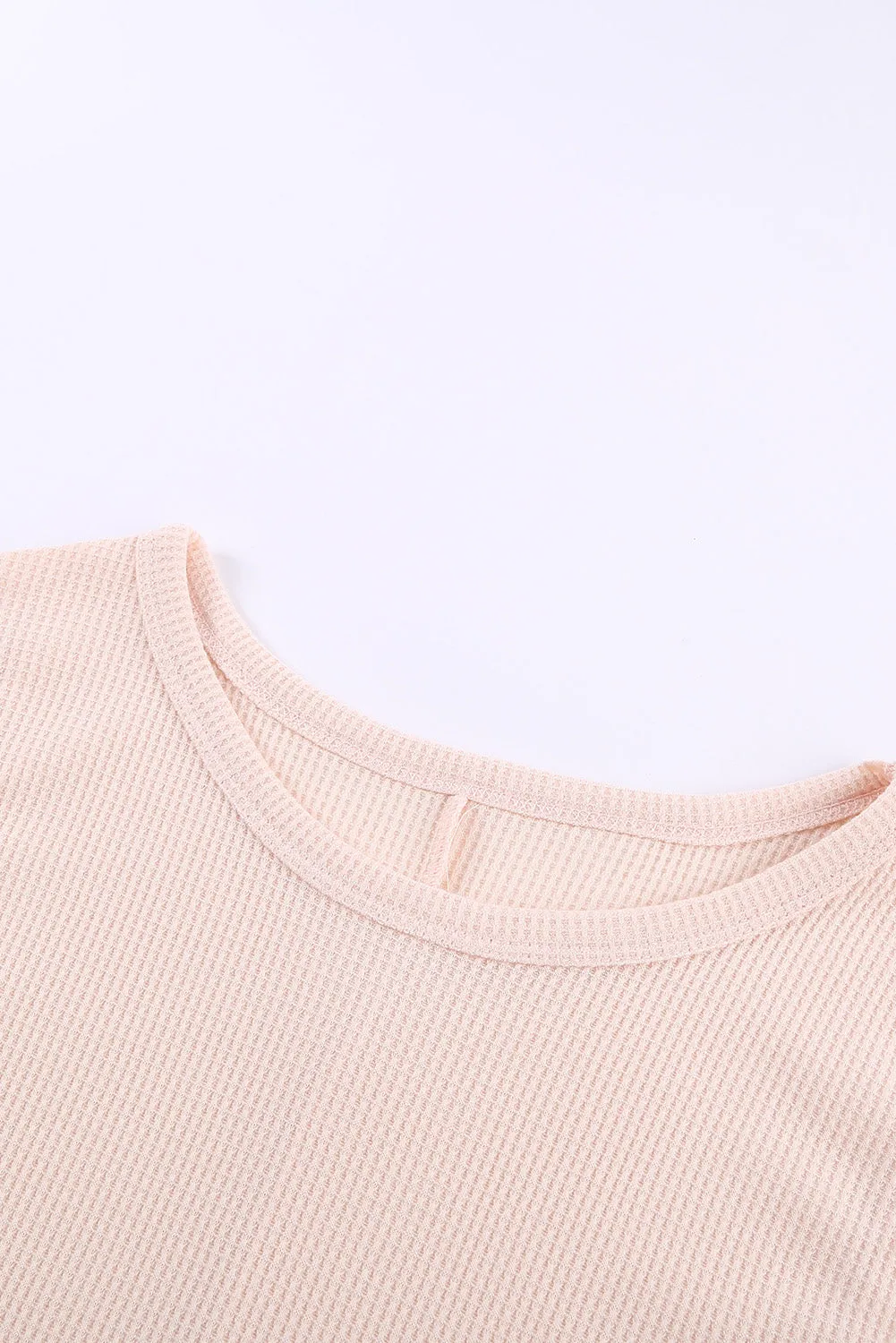 Apricot Crew Neck Waffle Tank Top