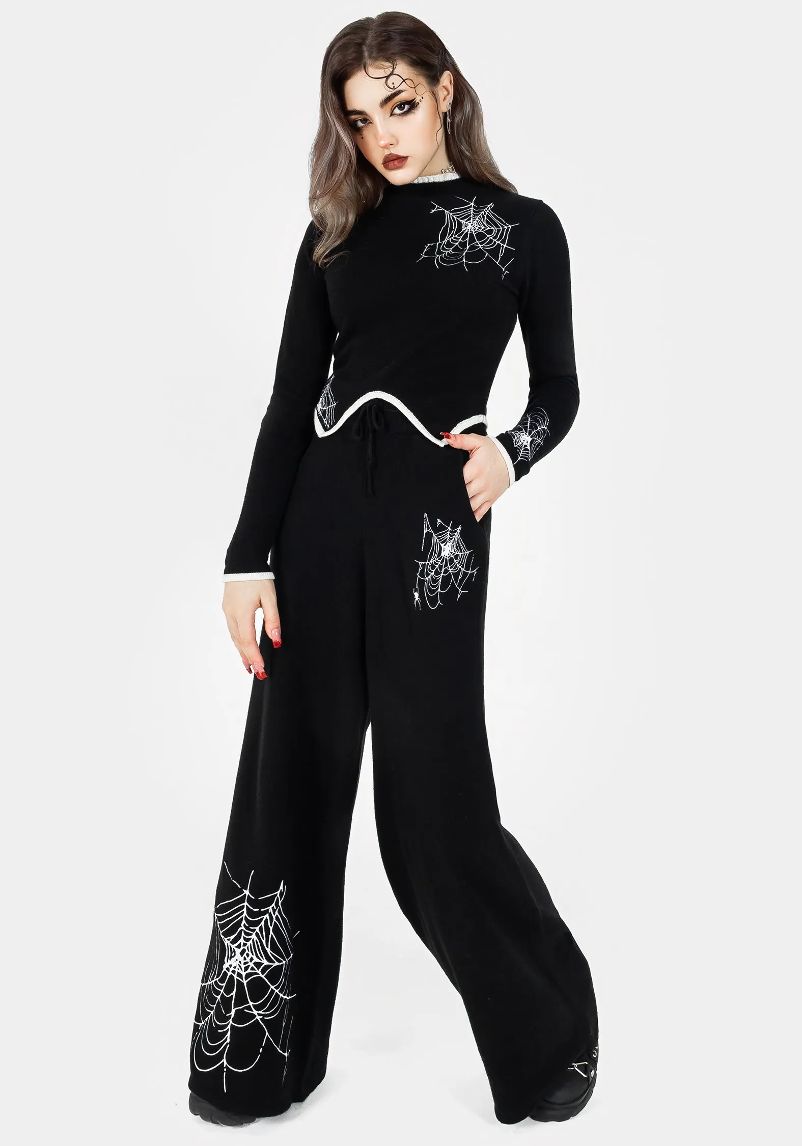 Araneae Embroidered Long Sleeve Knit Sweater