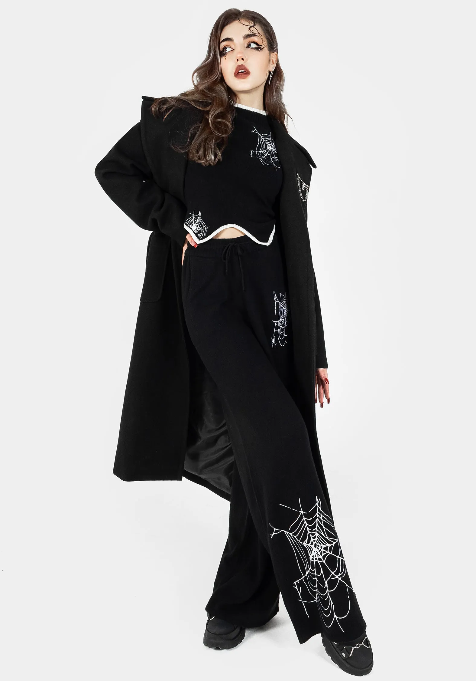 Araneae Embroidered Long Sleeve Knit Sweater