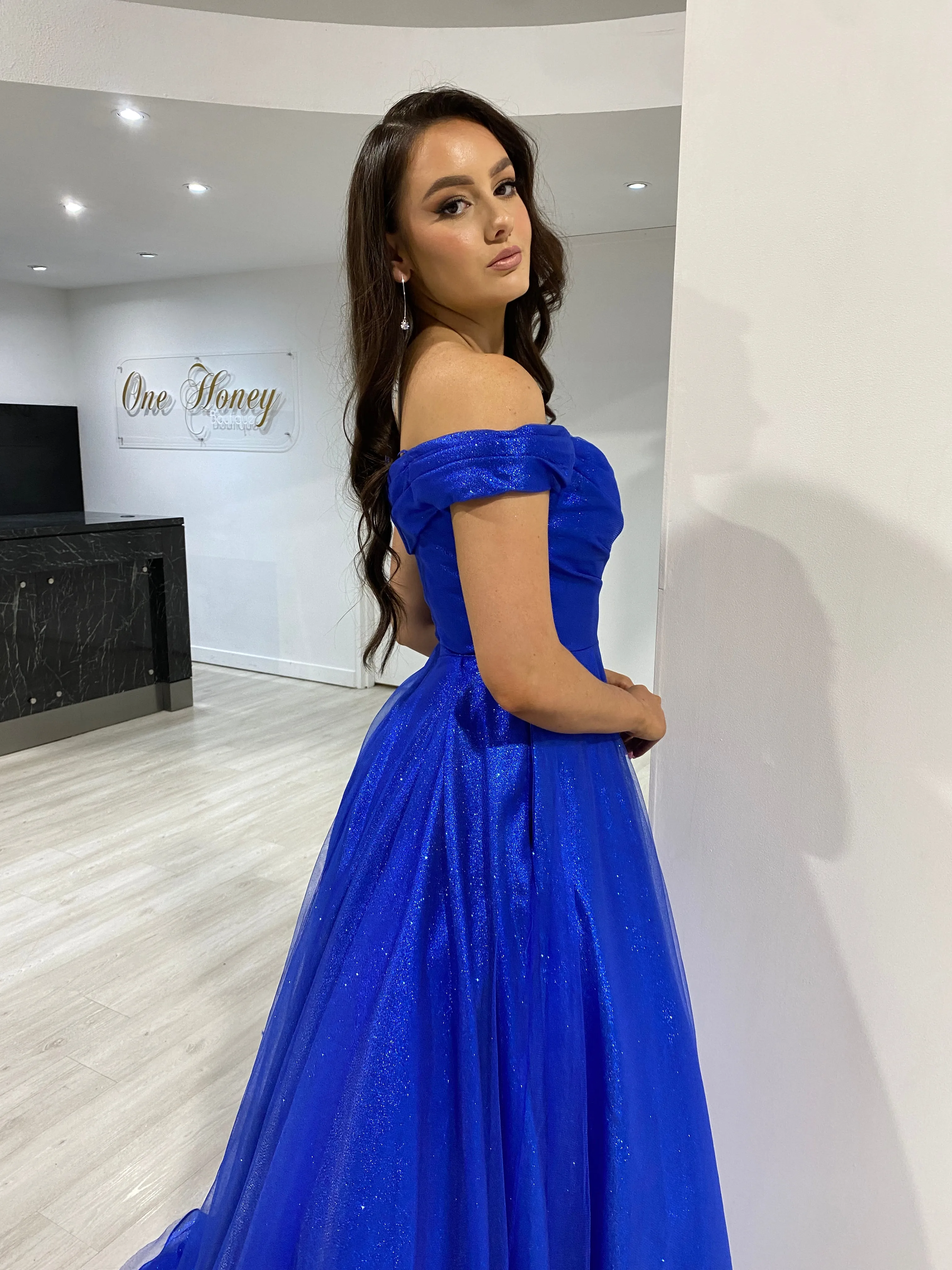ARIANA Shimmer Off Shoulder Ballgown Formal Dress