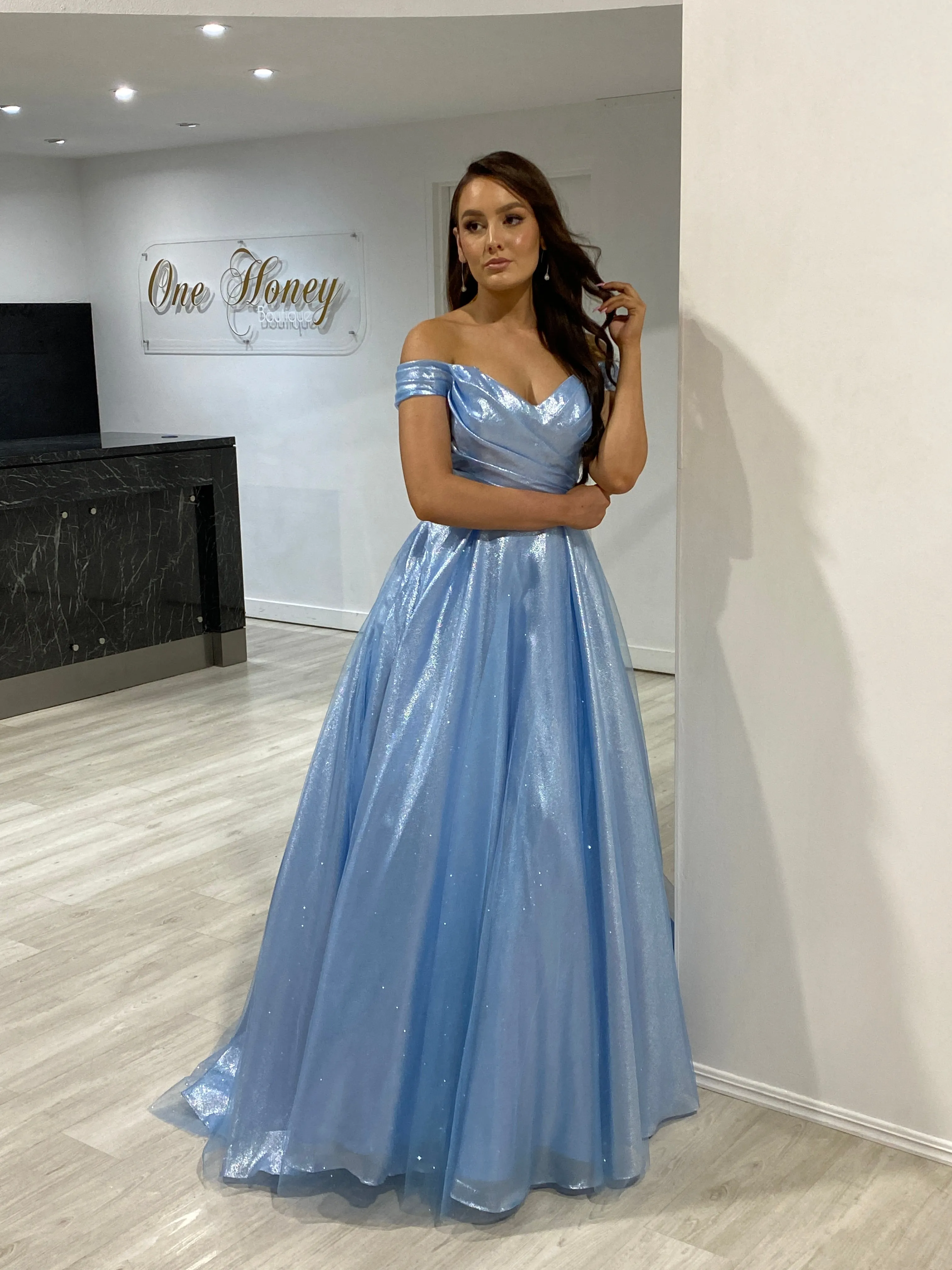 ARIANA Shimmer Off Shoulder Ballgown Formal Dress