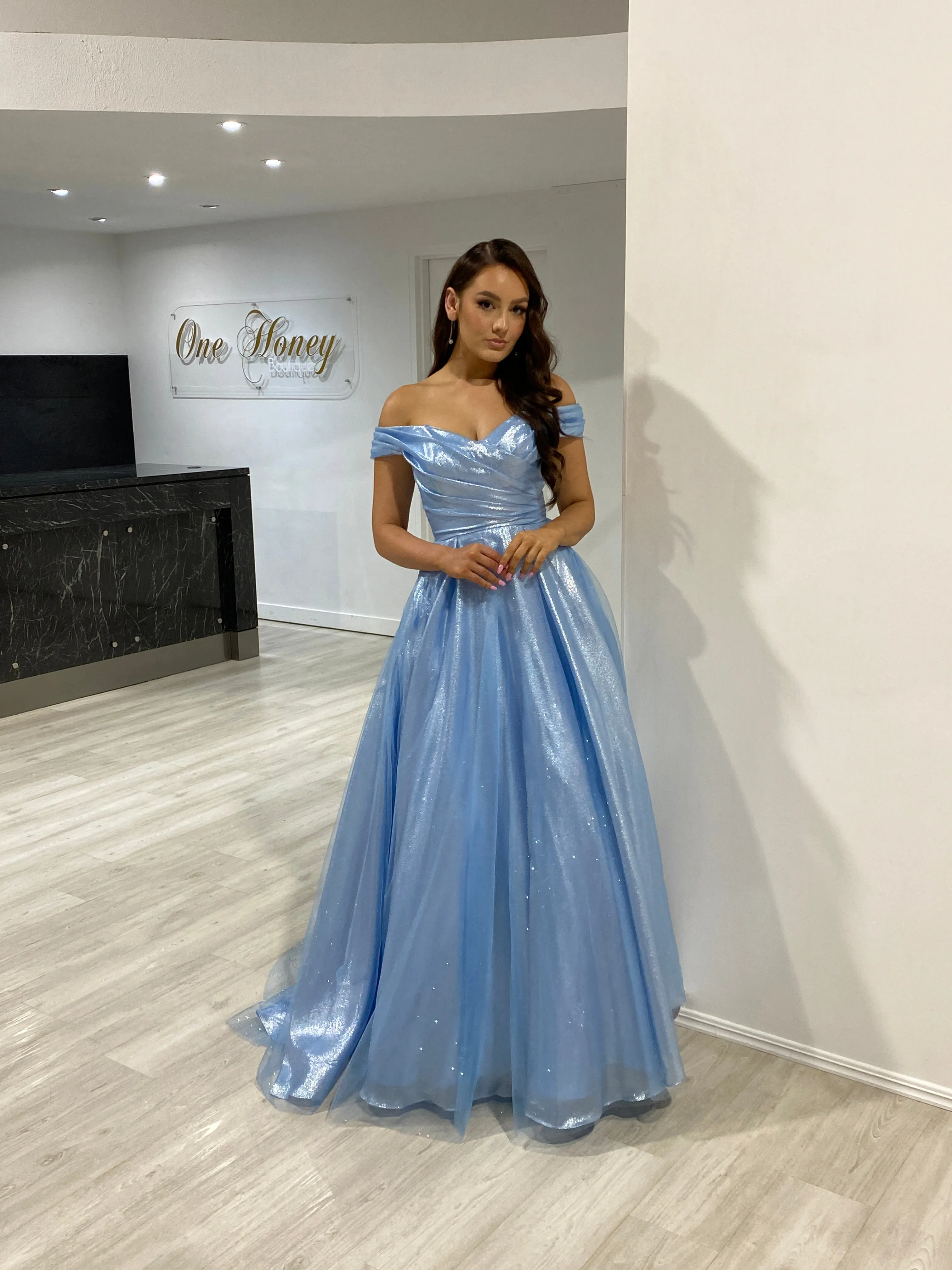 ARIANA Shimmer Off Shoulder Ballgown Formal Dress
