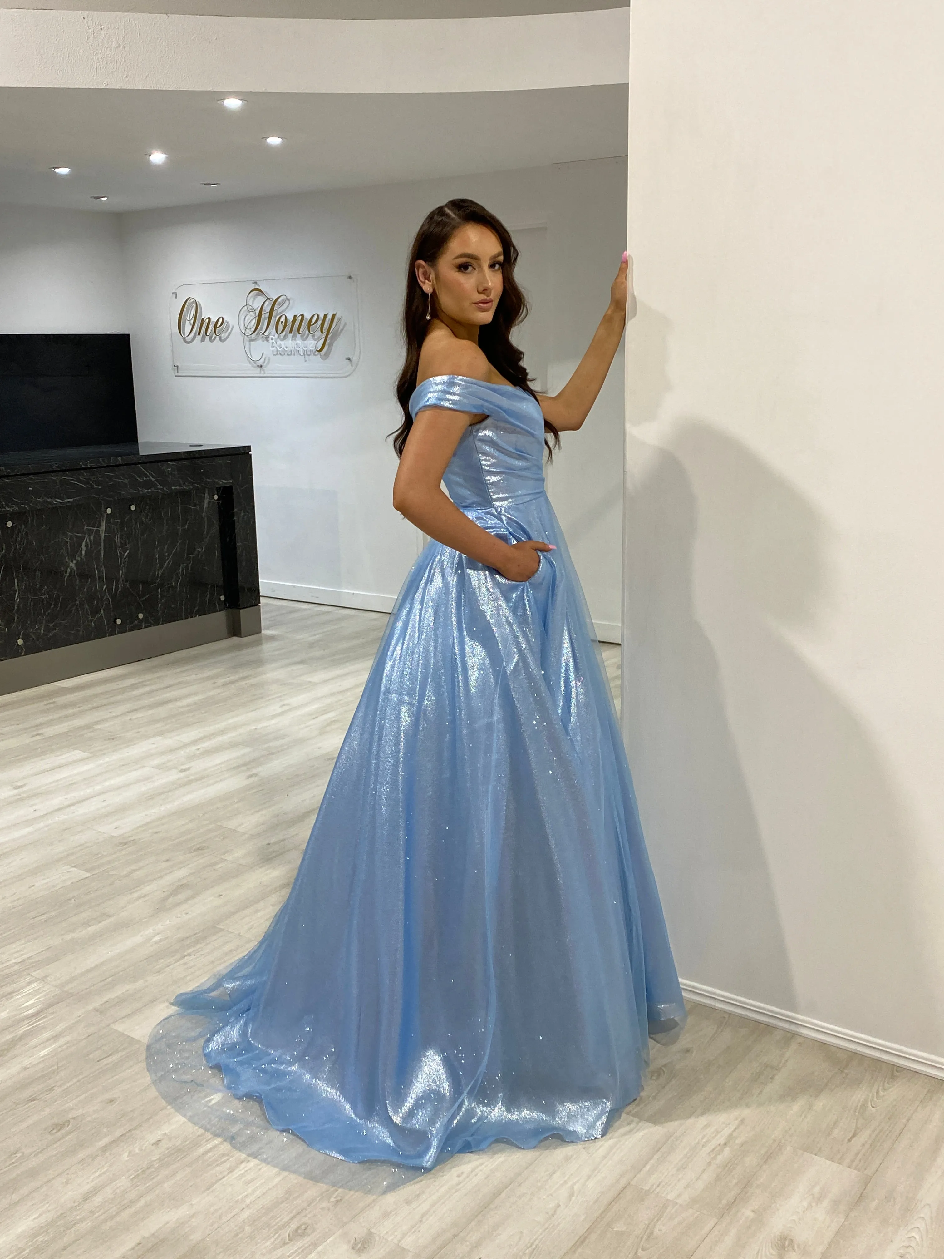 ARIANA Shimmer Off Shoulder Ballgown Formal Dress