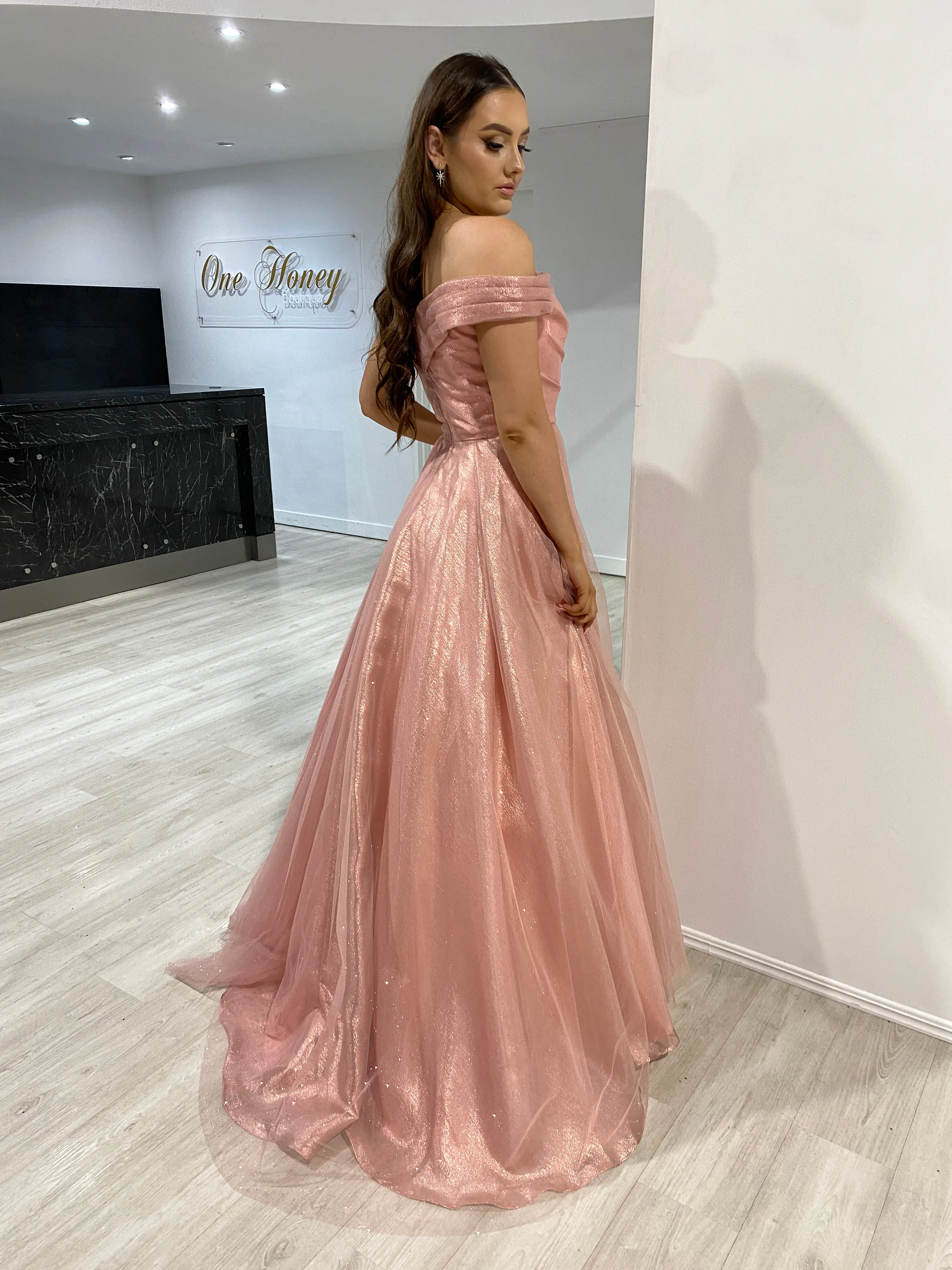 ARIANA Shimmer Off Shoulder Ballgown Formal Dress