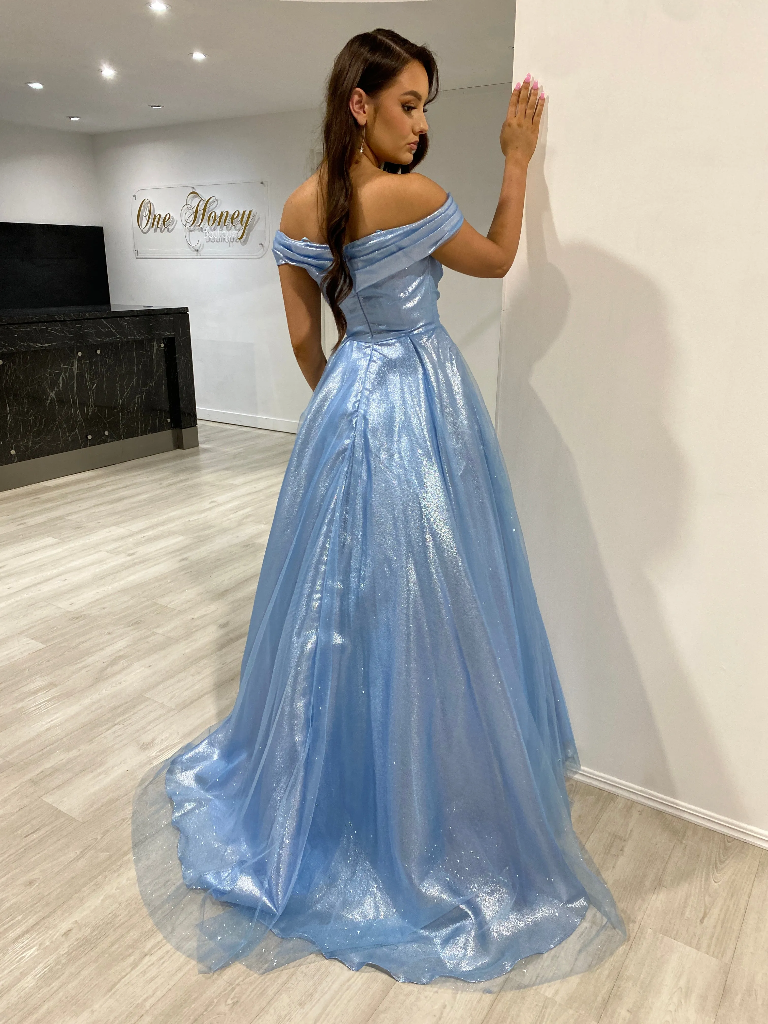 ARIANA Shimmer Off Shoulder Ballgown Formal Dress