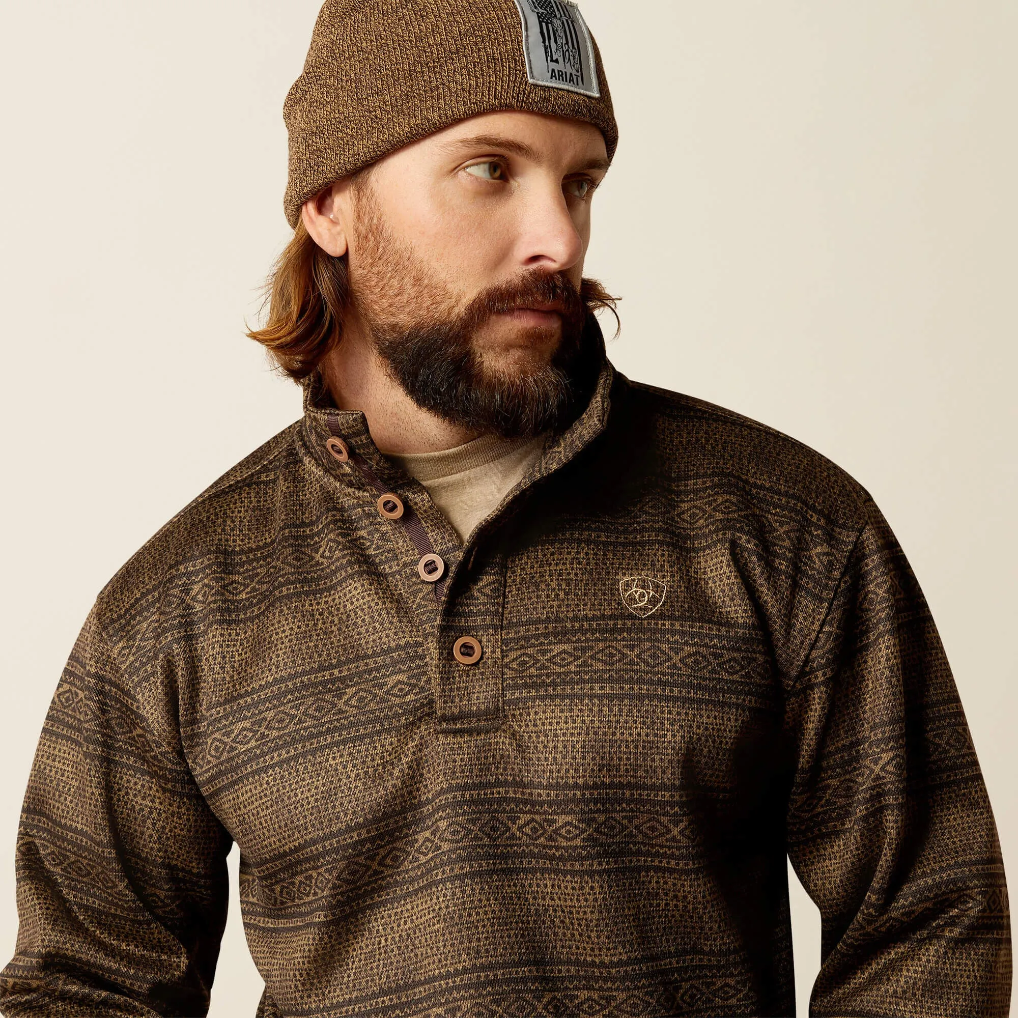 Ariat Brown Southwest Serape Print Wesley Pullover Sweater for Men