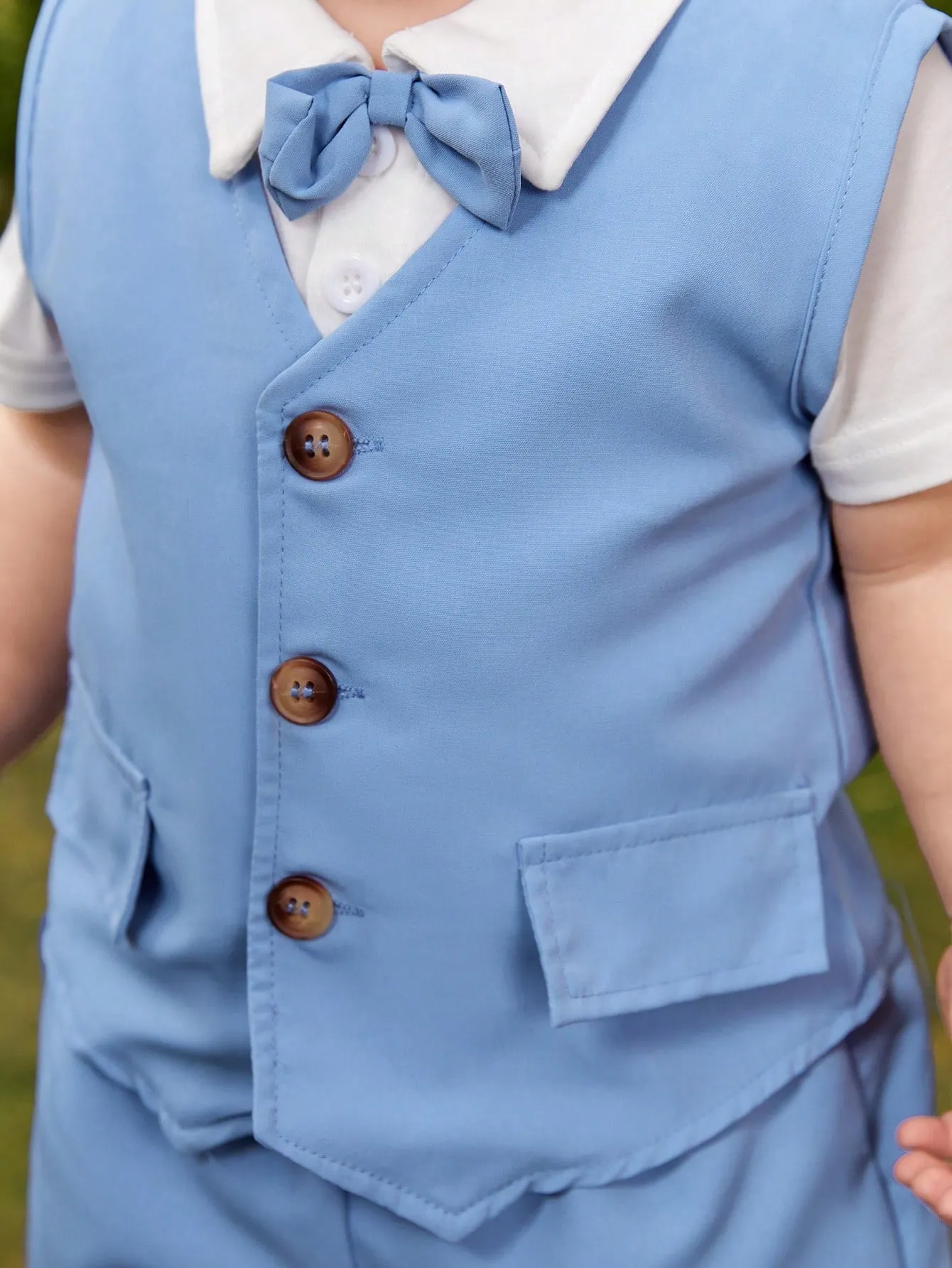 Baby Boy Bow Front Shirt & Vest Jacket & Shorts