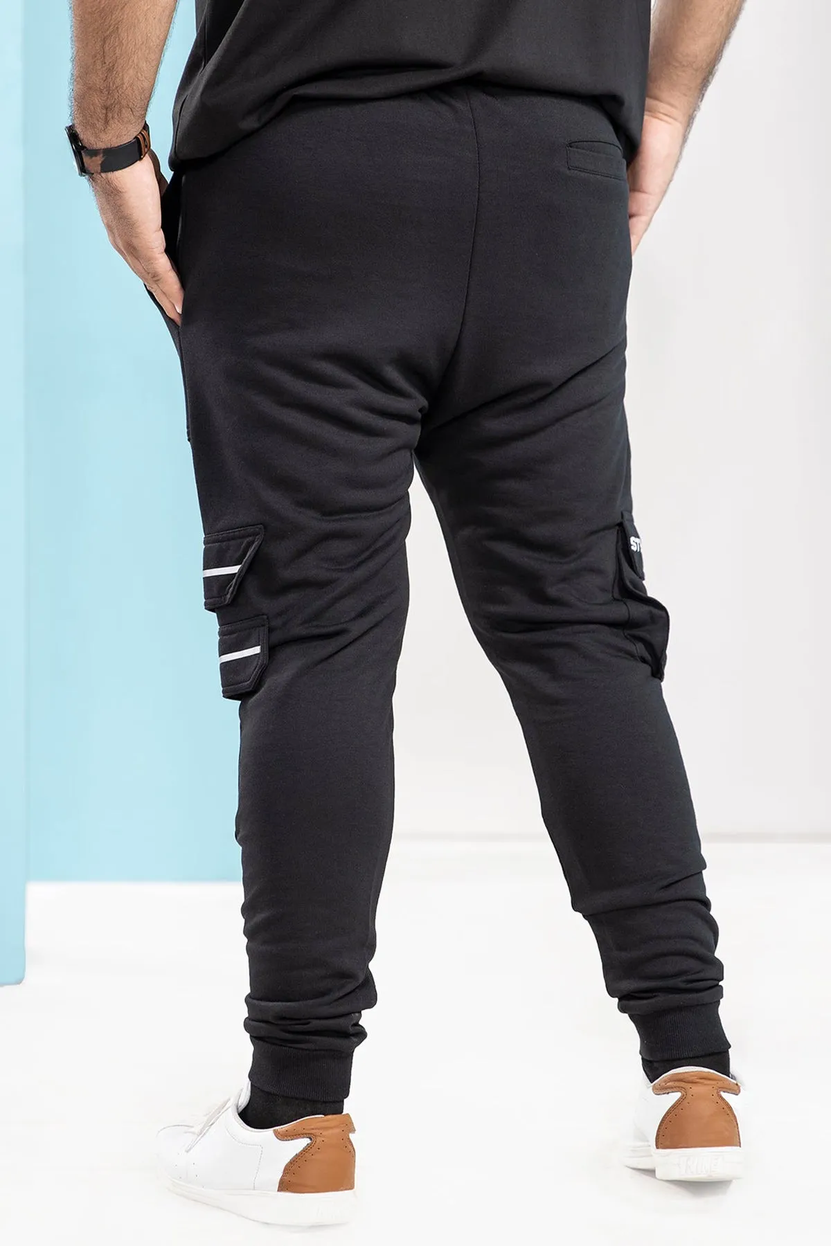 Black Cargo Jog Pants (Plus Size) - W22 - MTR081P