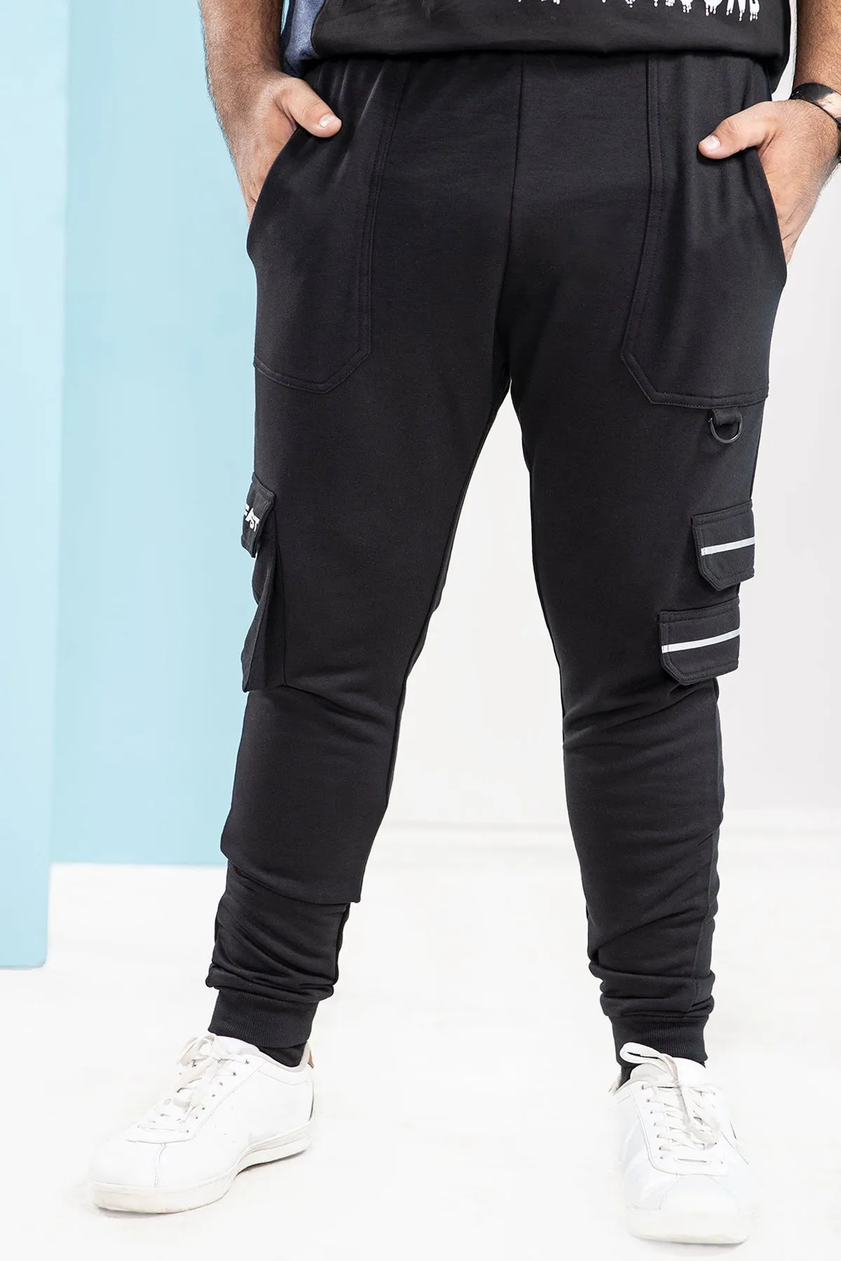 Black Cargo Jog Pants (Plus Size) - W22 - MTR081P