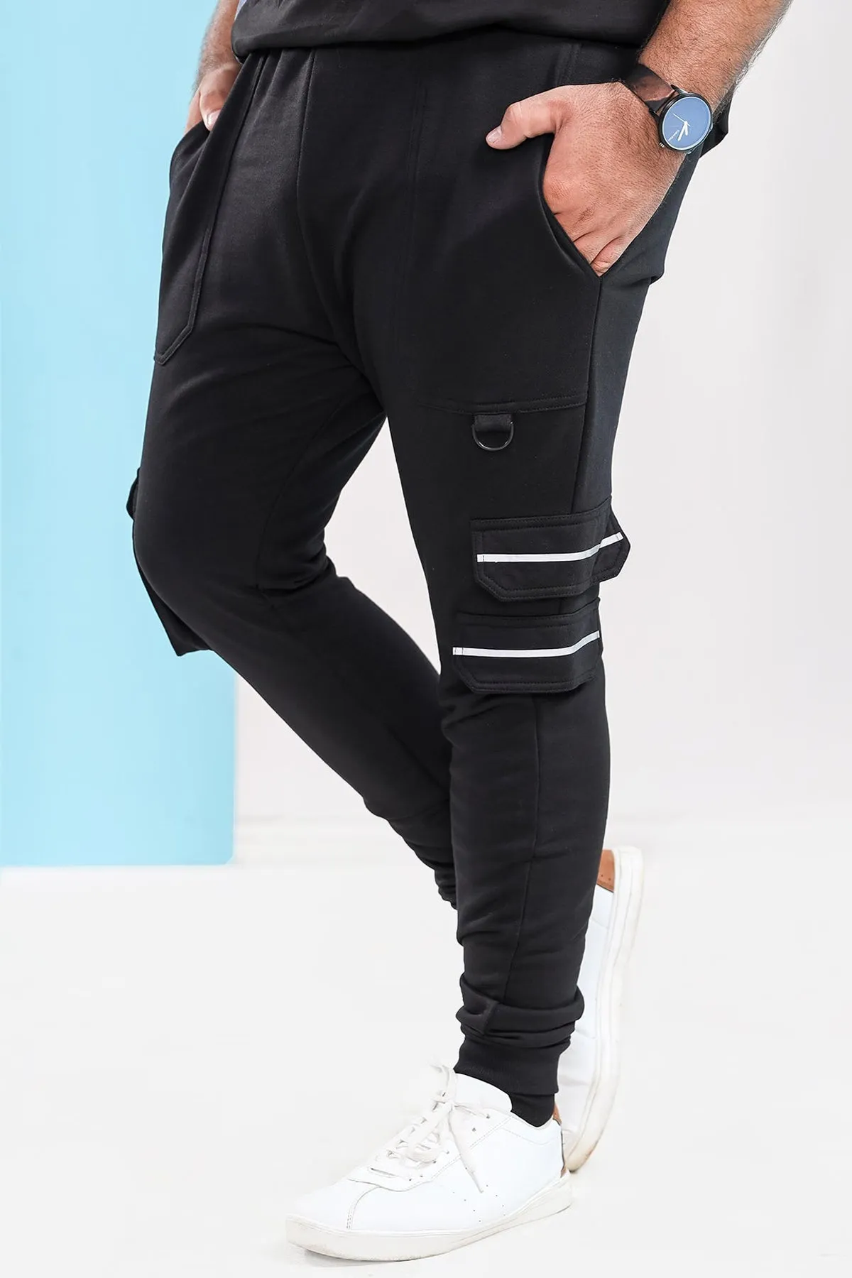 Black Cargo Jog Pants (Plus Size) - W22 - MTR081P