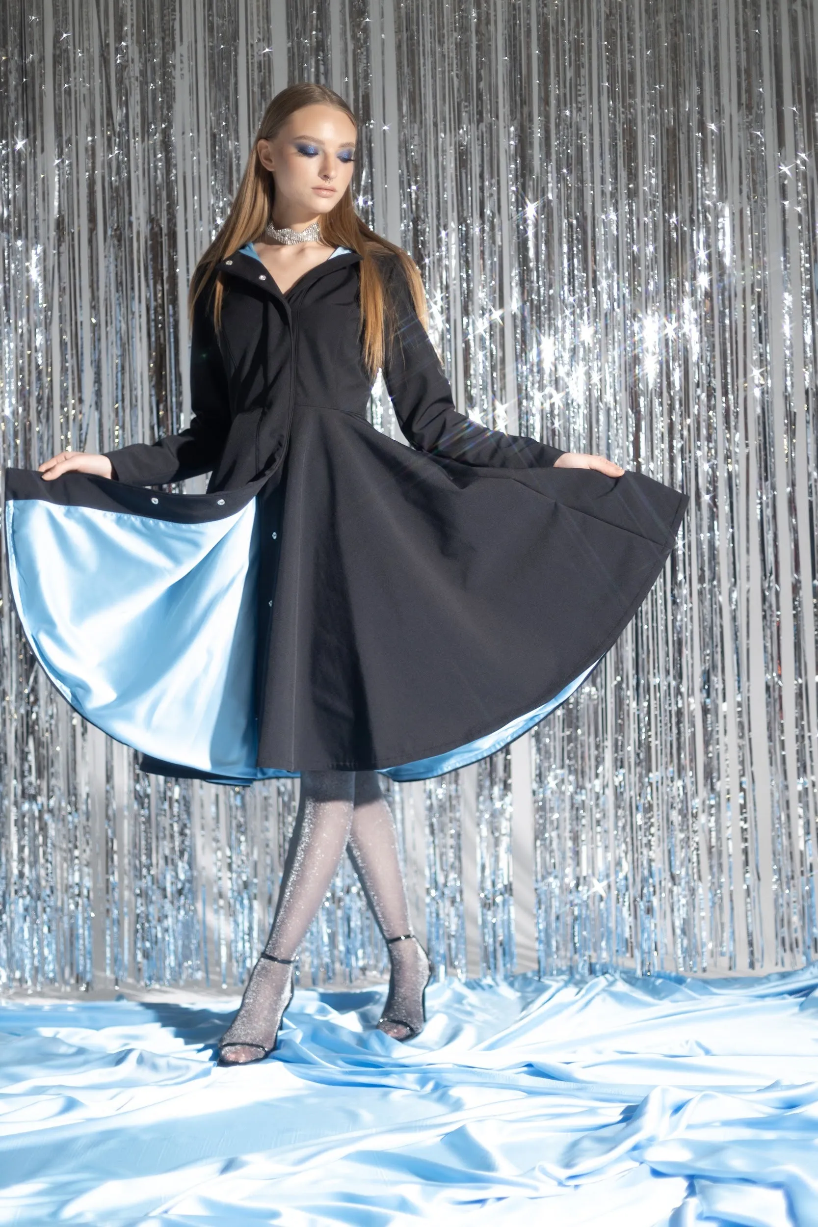 Black Sapphire Raincoat Blue Lining