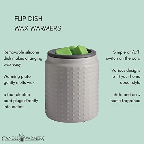Candle Warmers Etc Wax Melt Fragrance Warmer for Scented Wax Melts Cubes Tarts with Silicone Dish Top Gray Hobnail Dot Ceramic