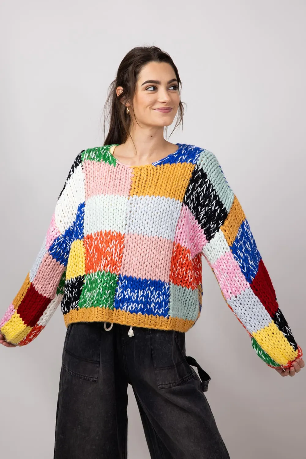 Checkered Sweater for Women in Multi | ENBK3375BW-MUL