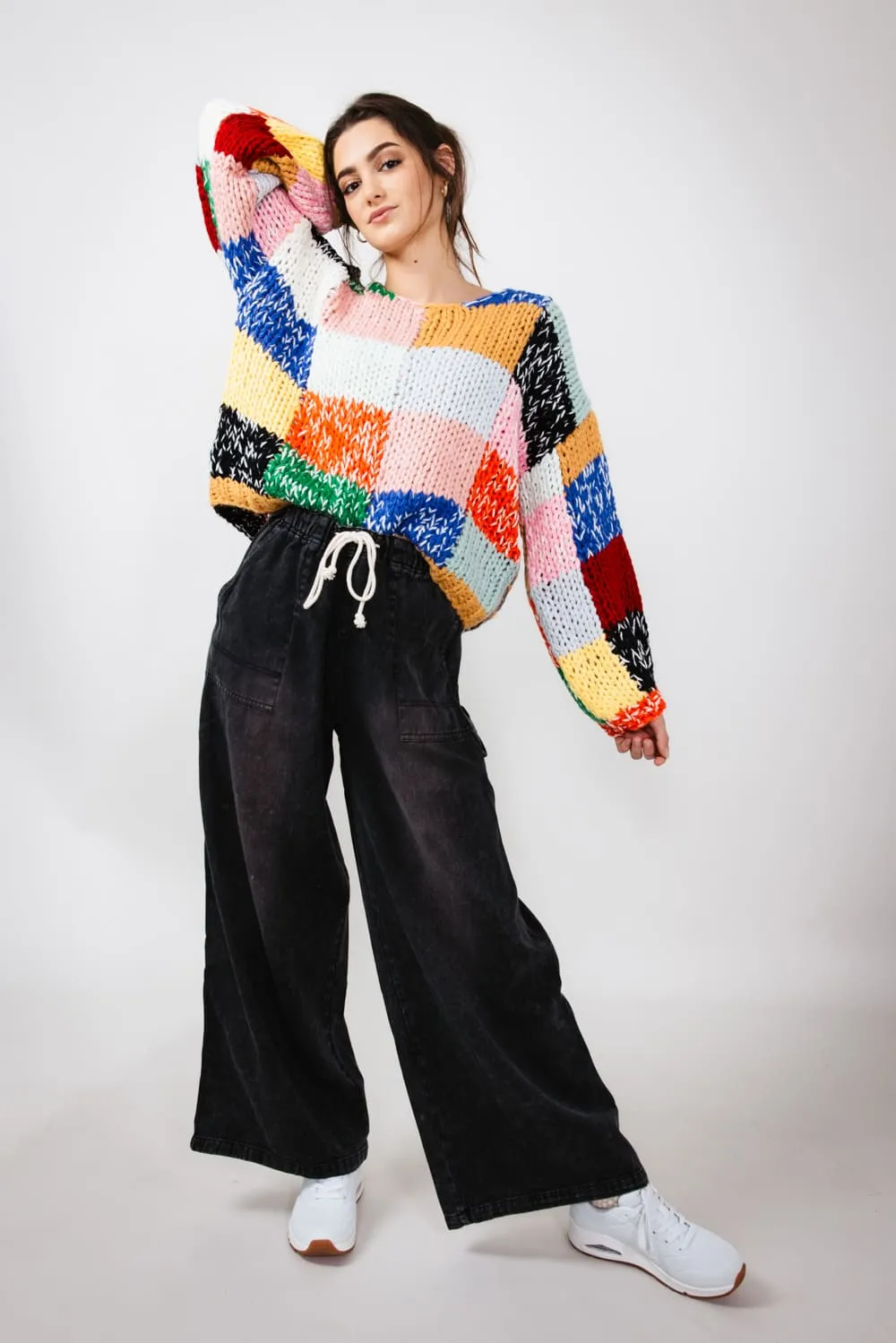 Checkered Sweater for Women in Multi | ENBK3375BW-MUL