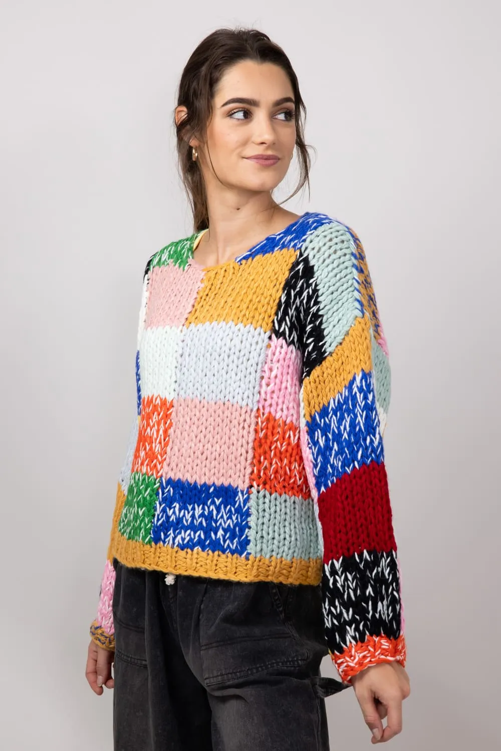 Checkered Sweater for Women in Multi | ENBK3375BW-MUL