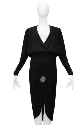 CHLOE BY KARL LAGERFELD BLACK SKIRT ENSEMBLE WITH RHINESTONE APPLIQUE