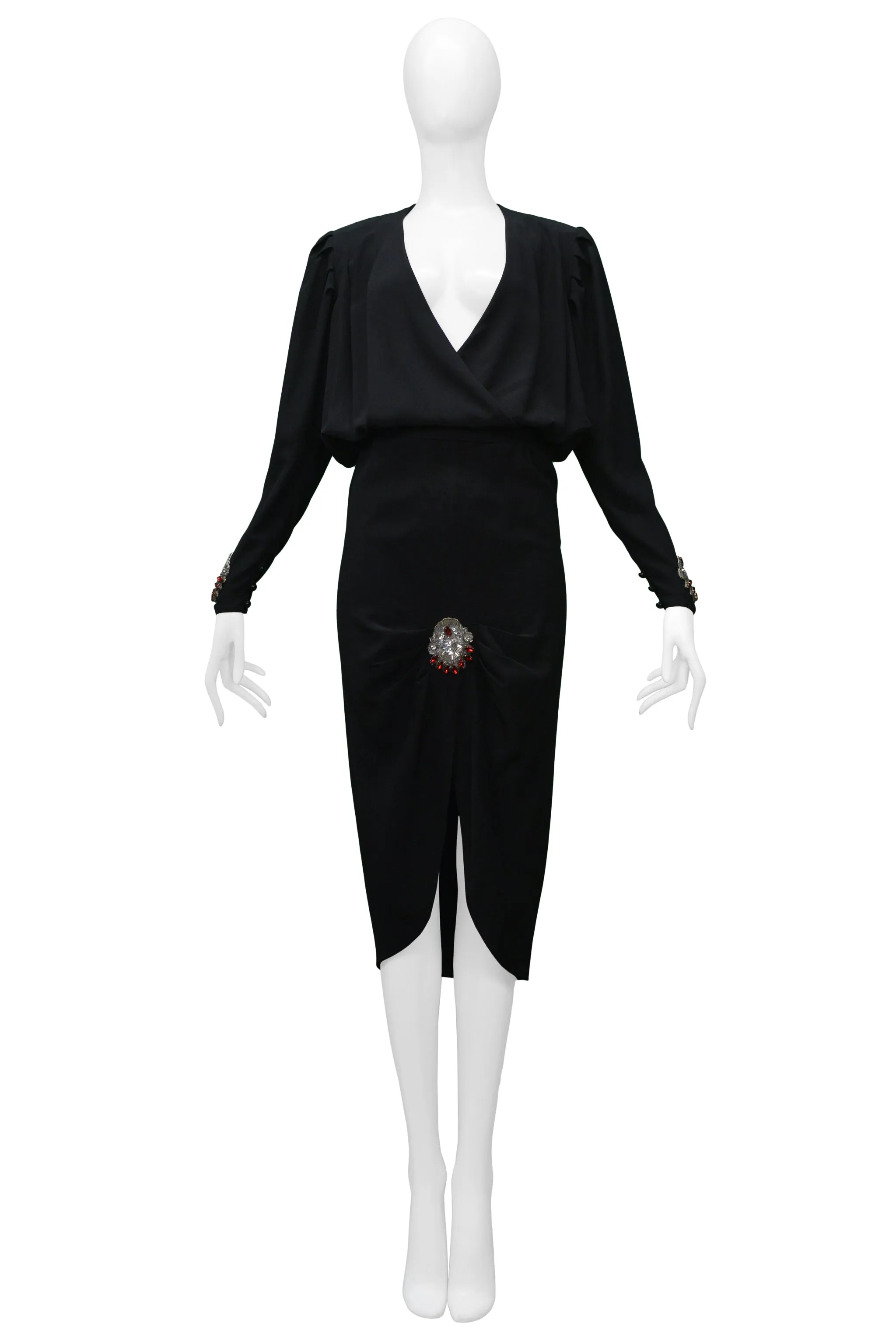 CHLOE BY KARL LAGERFELD BLACK SKIRT ENSEMBLE WITH RHINESTONE APPLIQUE