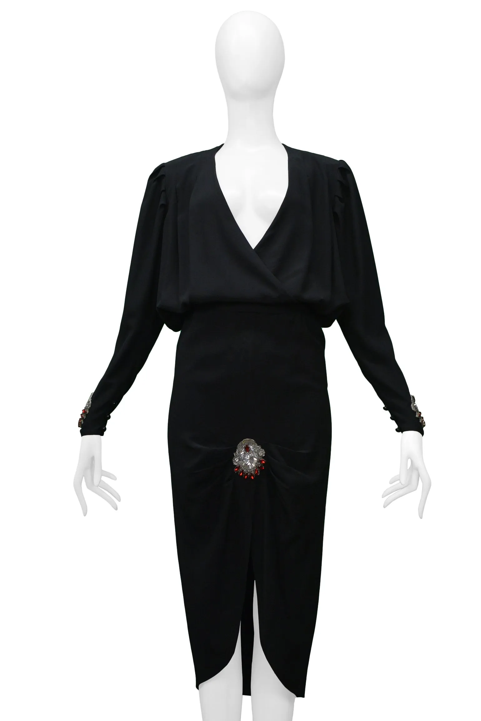 CHLOE BY KARL LAGERFELD BLACK SKIRT ENSEMBLE WITH RHINESTONE APPLIQUE