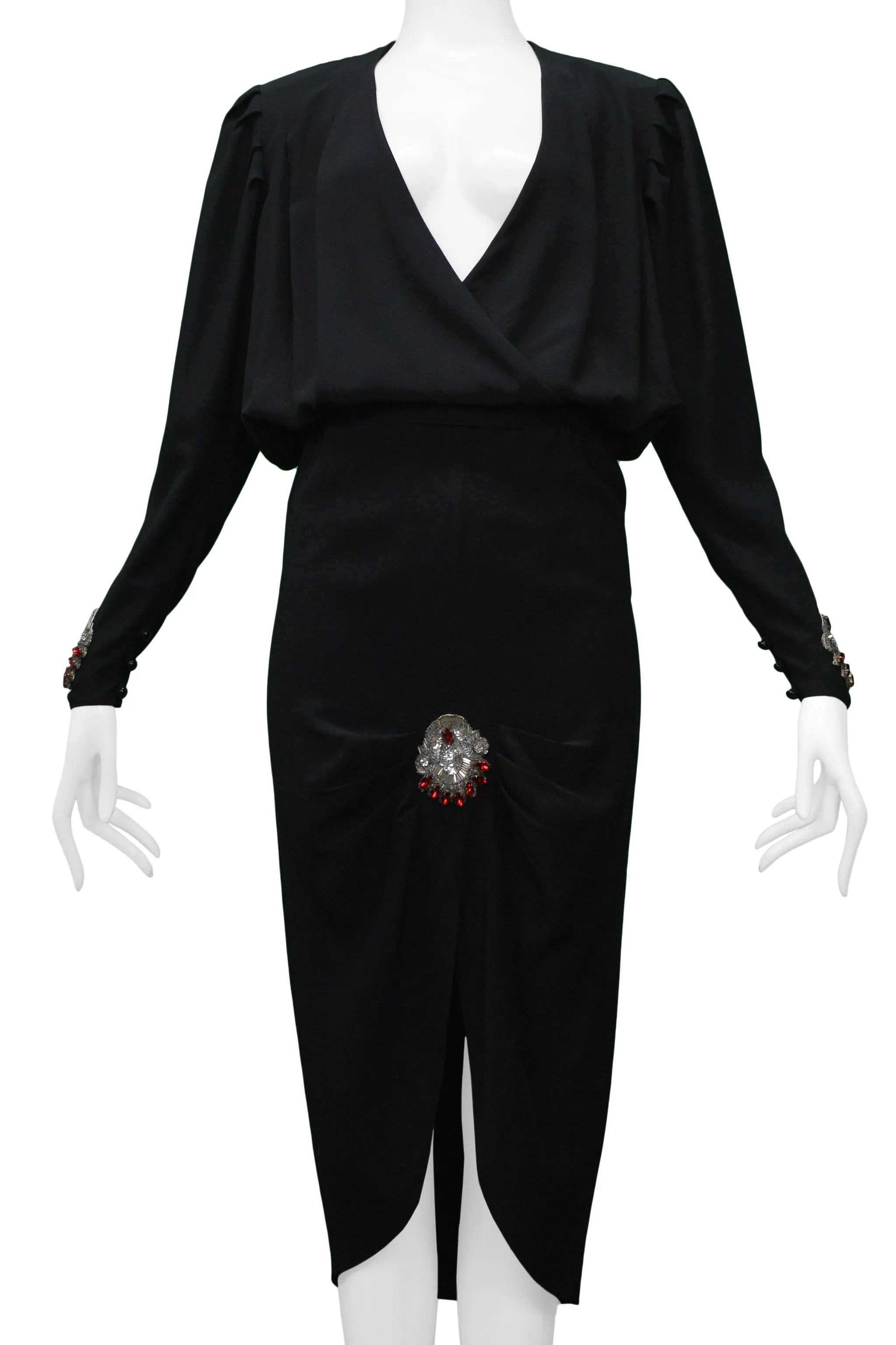 CHLOE BY KARL LAGERFELD BLACK SKIRT ENSEMBLE WITH RHINESTONE APPLIQUE