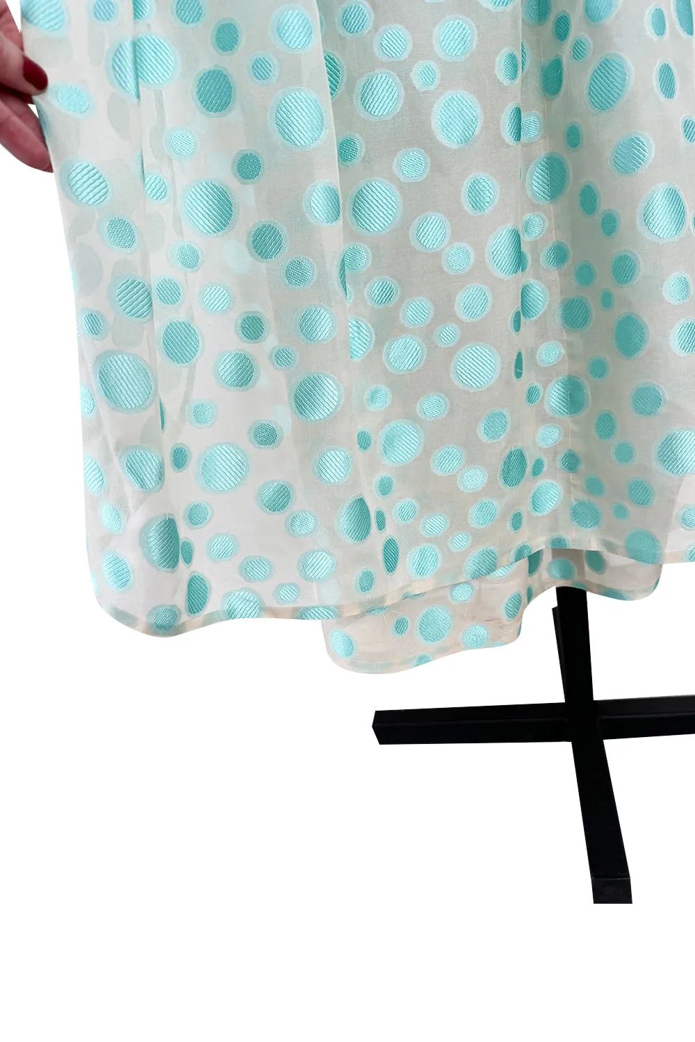 Dreamy Late 1960s Andre Laug Roma Alta Moda Couture Pale Turquoise Applied Dot Strapless Dress