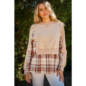 Elevate Your Wardrobe with Luxury Double-Layered Plaid Sweatshirt