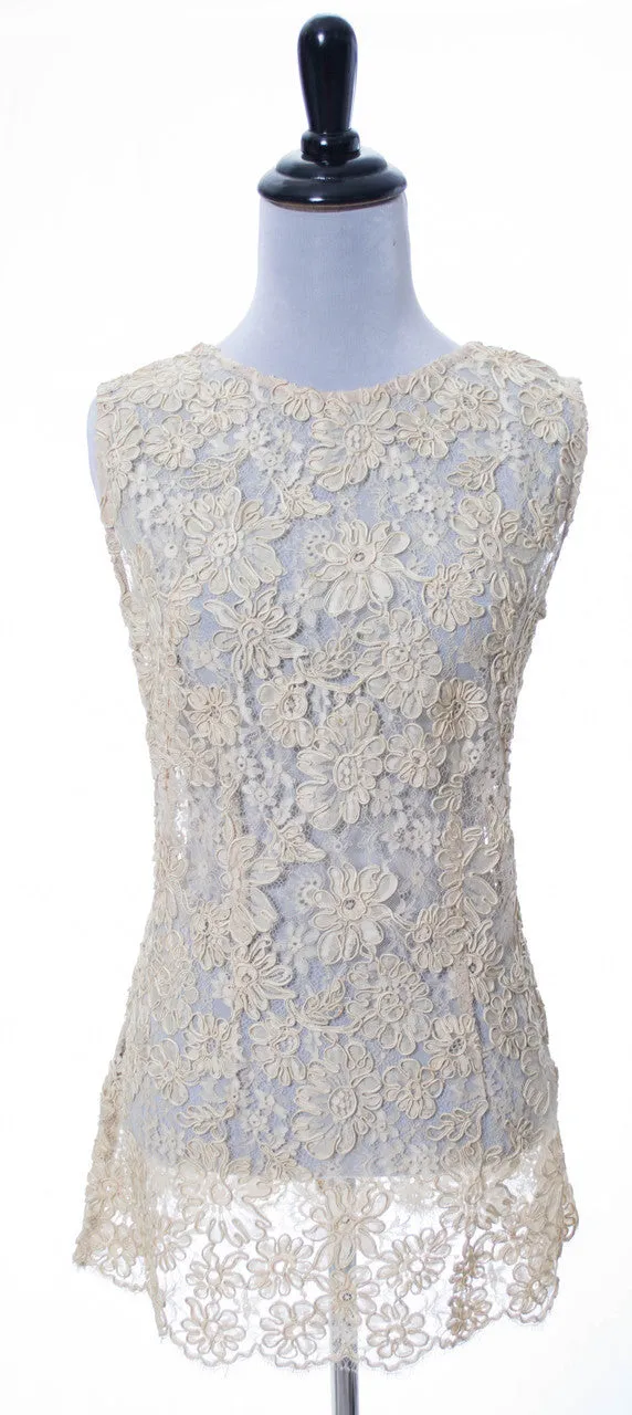 Exquisite Vintage Lace 1960s Sleeveless Top
