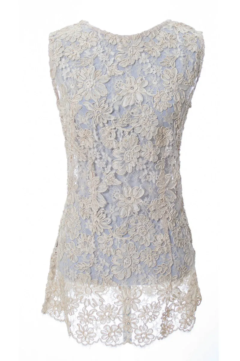 Exquisite Vintage Lace 1960s Sleeveless Top