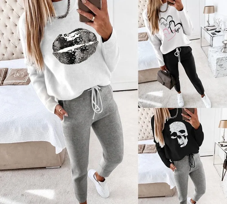 Fashionkova  2022 New Two-Piece Set High-Necked Long-Sleeved Tops   Pocket Pants Casual Autumn Winter Sweater Women Women's Trousers Suit
