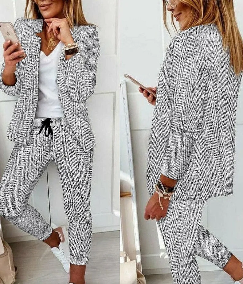 Fashionkova  2022 New Two-Piece Set High-Necked Long-Sleeved Tops   Pocket Pants Casual Autumn Winter Sweater Women Women's Trousers Suit