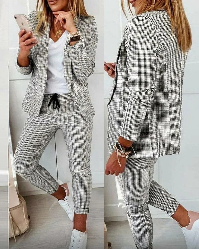 Fashionkova  2022 New Two-Piece Set High-Necked Long-Sleeved Tops   Pocket Pants Casual Autumn Winter Sweater Women Women's Trousers Suit
