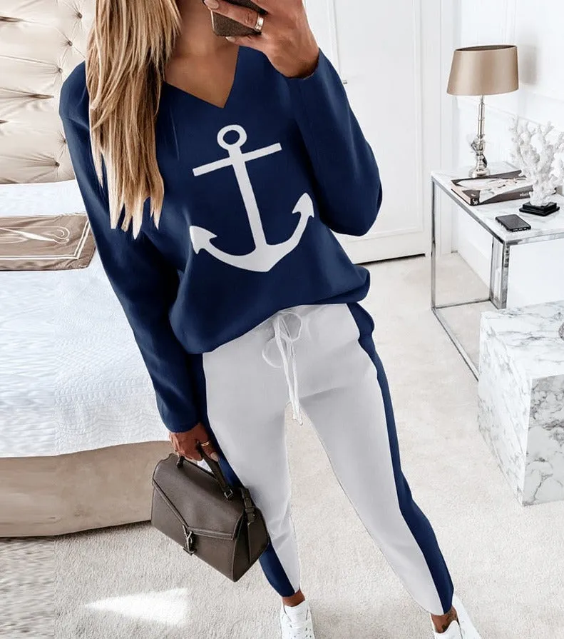 Fashionkova  2022 New Two-Piece Set High-Necked Long-Sleeved Tops   Pocket Pants Casual Autumn Winter Sweater Women Women's Trousers Suit