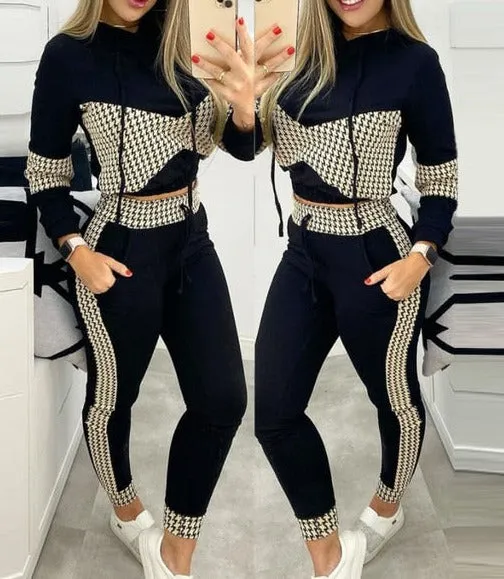 Fashionkova  2022 New Two-Piece Set High-Necked Long-Sleeved Tops   Pocket Pants Casual Autumn Winter Sweater Women Women's Trousers Suit