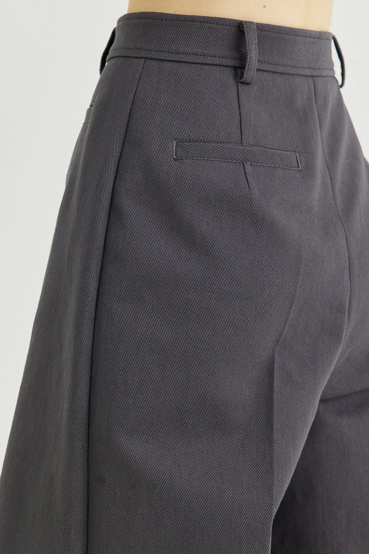 Front layered wrap skirt paneled cotton-twill straight-leg pants