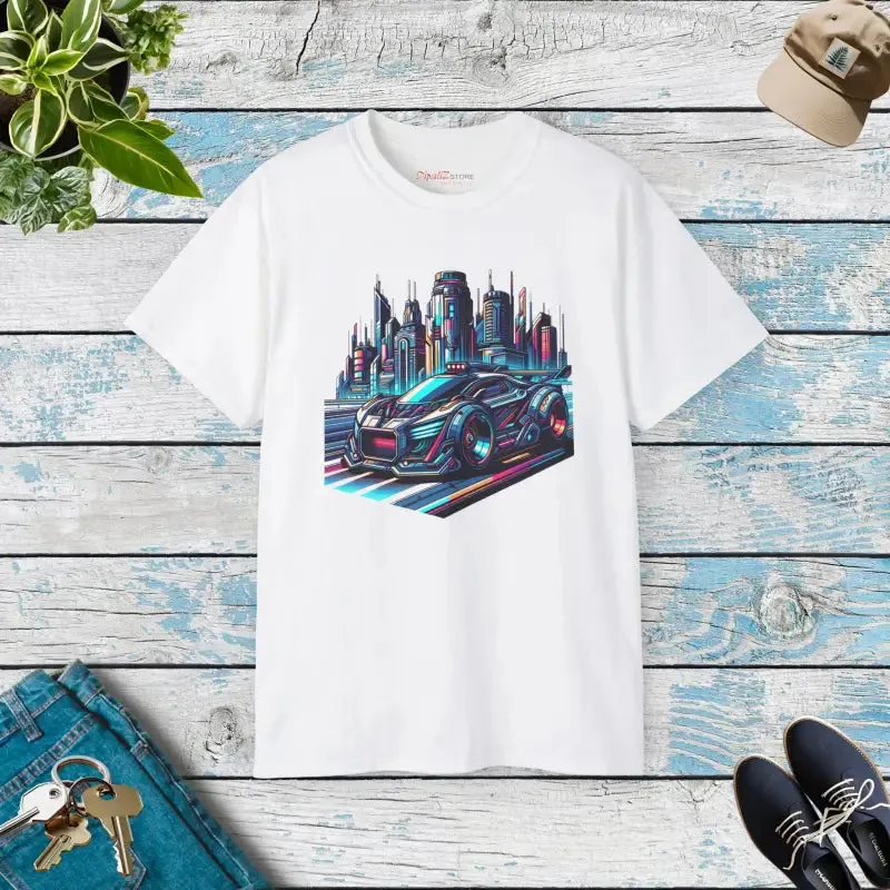 Futuristic City Car Eco Friendly Cotton Tee