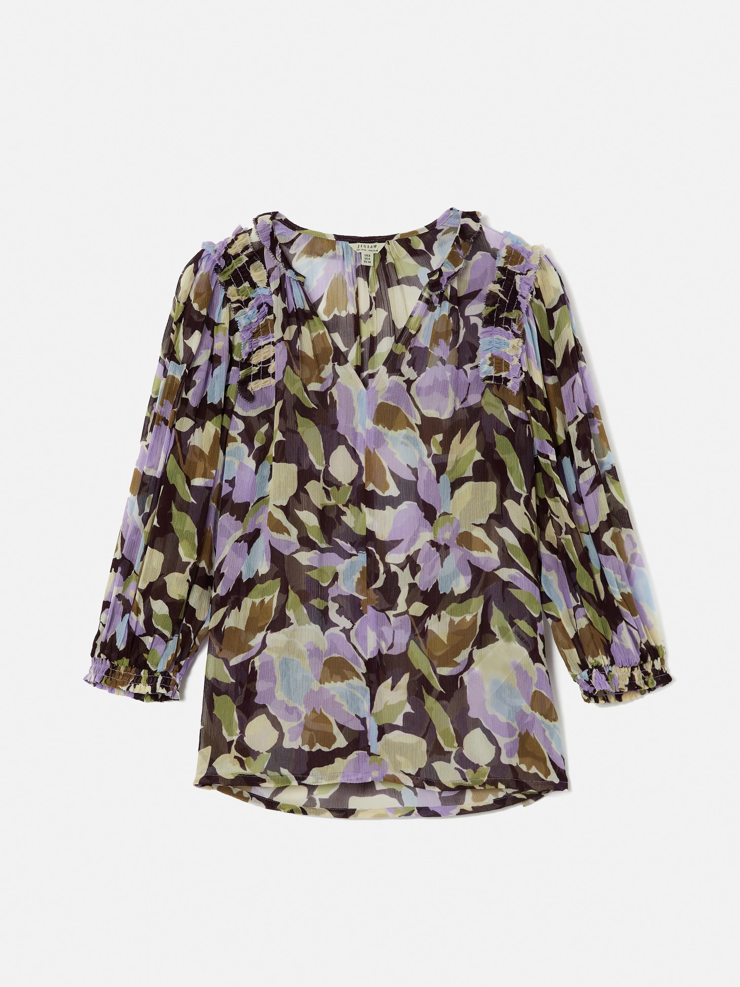 Graphic Pansy Crinkle Top | Lilac